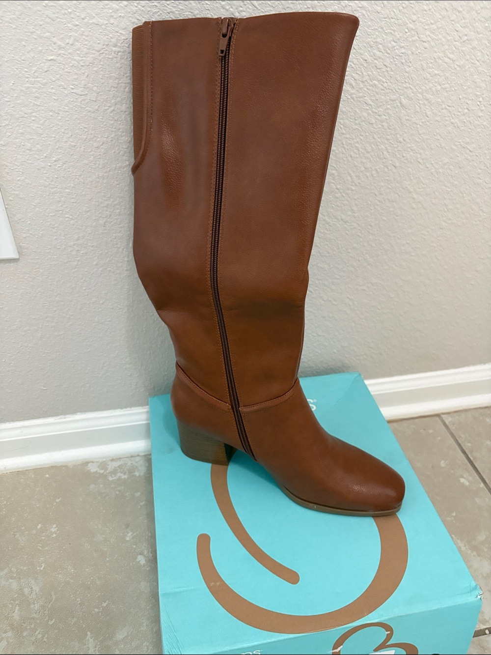 Leather-Look Block Heel Boots